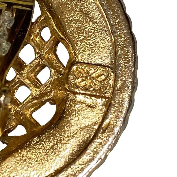 Vintage Ernst Gideon Bek Enameled Braided & Coral Pink Lattice Earrings - Picture 7 of 9